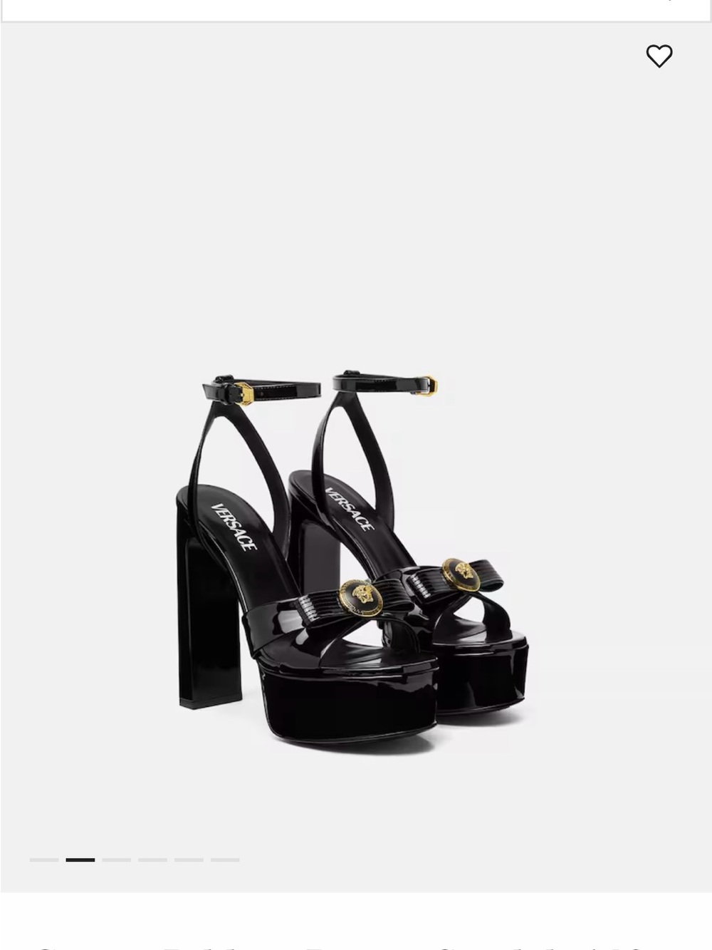 Versace Black Patent Platform Sandals with Gold Medallion